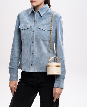 Tom Ford Біла шкіряна сумка міні з тисненням під шкіру крокодила L1843LCL403X