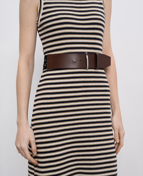 Max Mara Коричневий шкіряний ремінь з плетінням WAISTBAND60