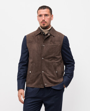 Brunello Cucinelli Коричневий замшевий жилет MPCFN2044