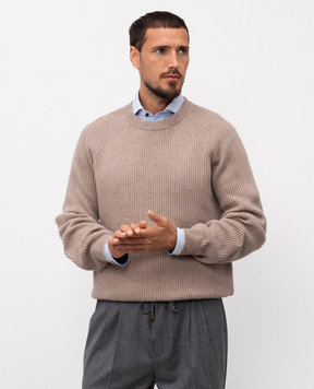 Brunello Cucinelli Бежевий светр з кашеміру M2274100
