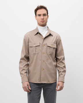 Canali Коричневая рубашка с карманами AV0433831016