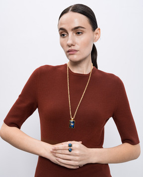 House of Fou Золотистий ланцюжок Evil Eye Cosmos з позолотою 22 карат MONUEVILEYEPENDANT