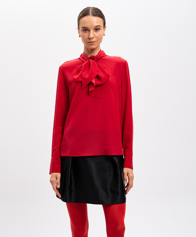 Twinset Красная блузка с шелком с металлическим логотипом Oval T 242TT2341 изображение 3