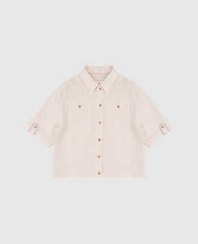 Brunello Cucinelli Дитяча бежева сорочка з льону з люресом BH547S024C