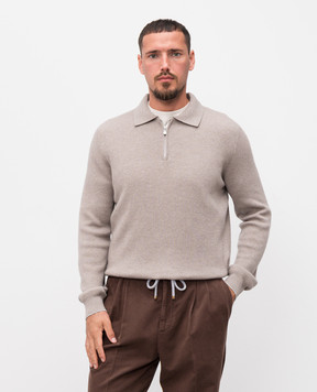 Brunello Cucinelli Бежевий светр з кашеміру з блискавкою M2229525