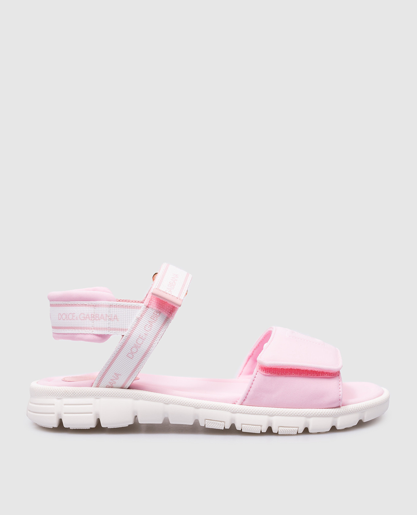 Детские розовые сандалии с вышивкой логотипа DG