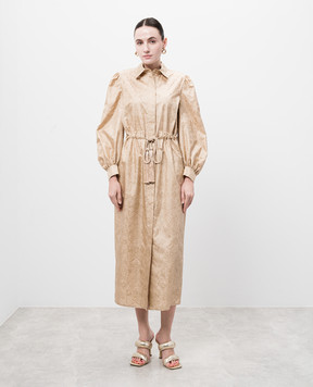 Max Mara Бежева сукня-сорочка APE із шовку в квітковий принт APE