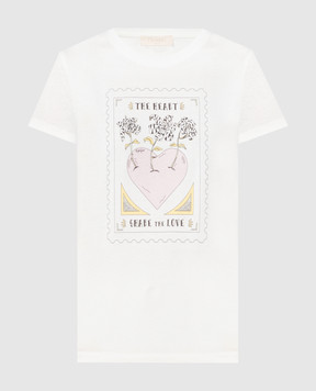 Twinset Біла футболка з принтом Pink Heart 241TT2412