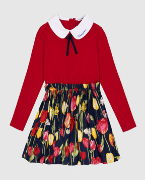 Dolce&Gabbana Дитяча червона сукня з квітковим принтом L5JD8XG7NMJ812