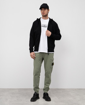Stone Island Чорна спортивна куртка з патчем логотипа K1S156100042S0051