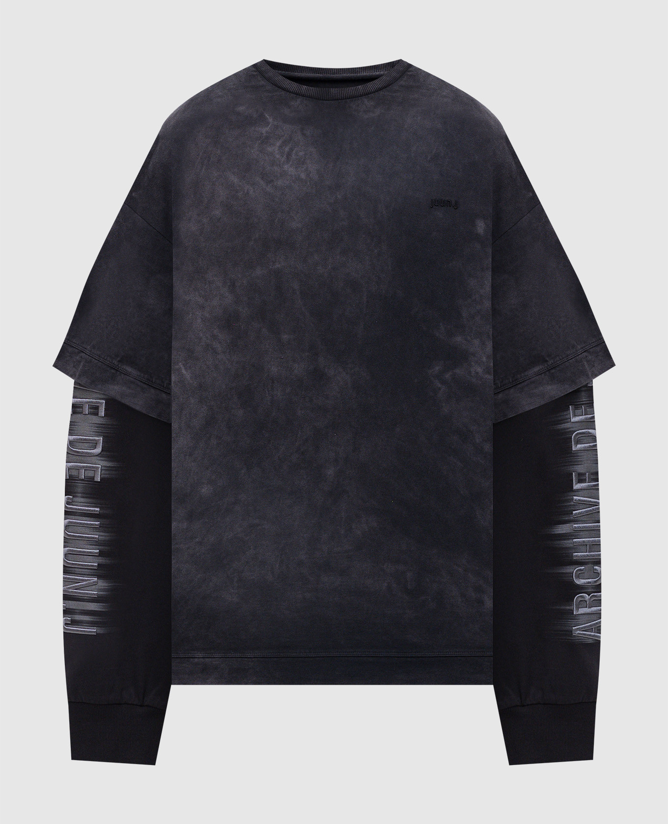 

Черный лонгслив с фактурной вышивкой логотипа, Лонгсливы