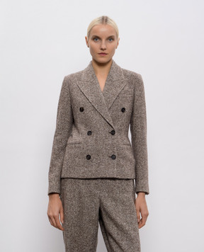 Brunello Cucinelli Коричневий двобортний жакет з вовни та шовку MG5317329