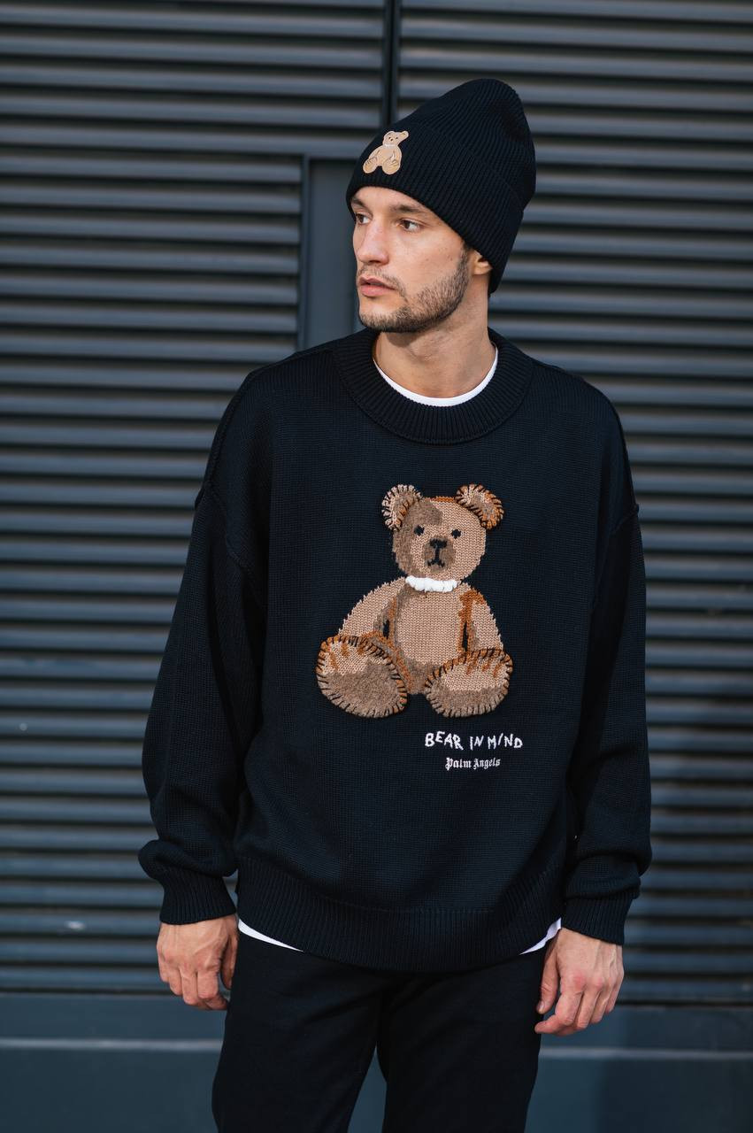 Palm Angels - Черный свитер Bear In Mind с шерстью