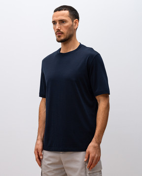 Brunello Cucinelli Синяя футболка с шелком MD8211308