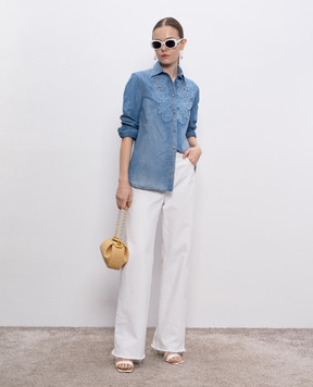 Ermanno Scervino Голубая джинсовая рубашка с льном D462K317TZD
