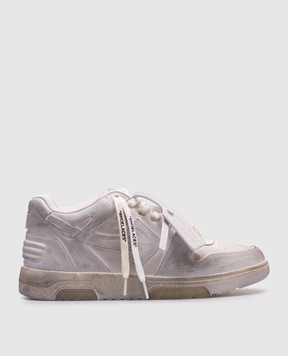 Off-White Сірі шкіряні кросівки OUT OF OFFICE з вінтажним ефектом OMIA189C99LEA014