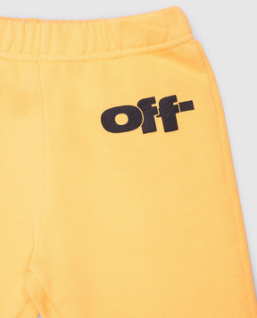 Off-White Детские желтые шорты с принтом логотипа OB6X001S25FLE001