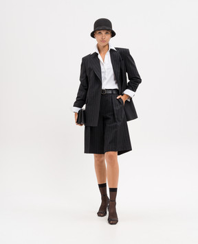 Brunello Cucinelli Черные шорты-бермуды с шерстью в полоску MP586P8715