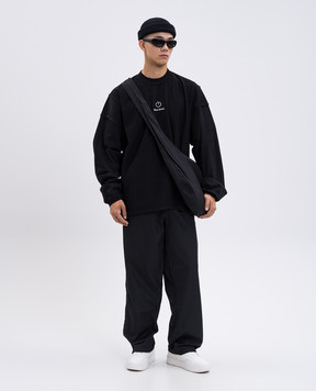 Vetements Чорний лонгслів з вишивкою напису UH76LS790B