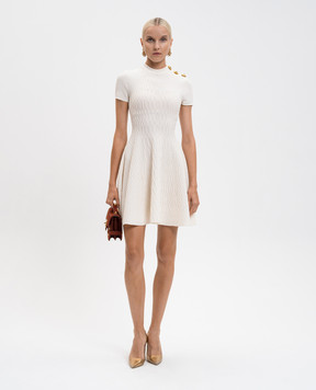 Balmain Біла сукня міні з фактурним візерунком FF0R7151KJ03