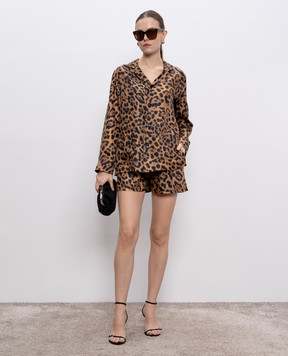 Tom Ford Коричневые шорты из шелка в анималистичный принт. SH0075FAP231