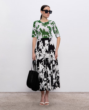 Max Mara Черная юбка миди IDONEO в цветочный принт. IDONEO