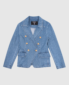 Balmain Детский синий джинсовый двубортный жакет BW2A34Z2867