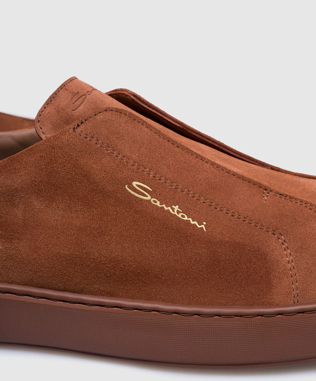 Santoni Коричневі замшеві сліпони MBCD21995CINTSEY зображення 5