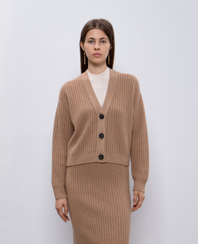 Peserico Коричневий кардиган з вовною, шовком та кашеміром з люрексом S99594F0709095