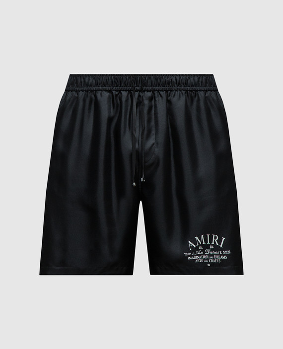 ARTS DISTRICT printed silk shorts in black