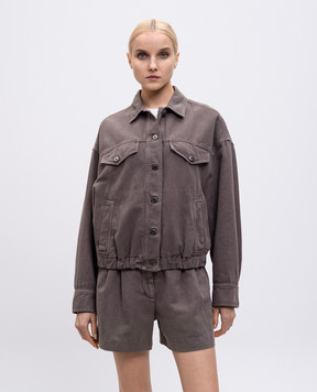 Brunello Cucinelli Коричневая куртка с леном с цепочкой мониль ML996FX716