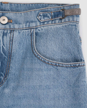 Brunello Cucinelli Дитячі блакитні джинси з ланцюжком моніль BH188P606C