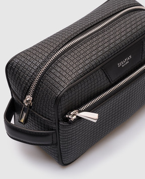 Serapian Чорний шкіряний несесер з логотипом SRSTSMML546424BCC3