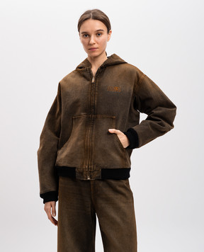 Maison Margiela MM6 Коричневая джинсовая куртка с капюшоном. S62AN0128S30848