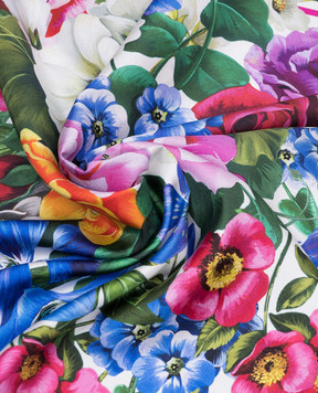 Dolce&Gabbana Белый платок из шелка в цветочный принт с логотипом. FN090RGDCWD