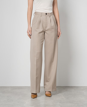 Anine Bing Бежеві штани Carrie з вовни з високою посадкою A033269230