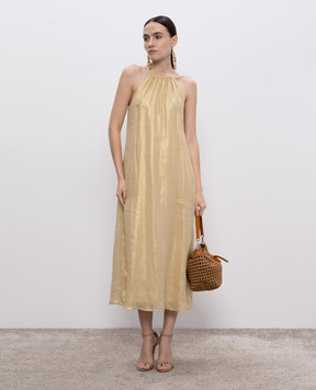 Peserico Бежевое платье миди из рамы E02463F03950