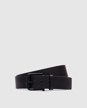Stone Island Черный кожаный ремень с логотипом K1S159300947S0072