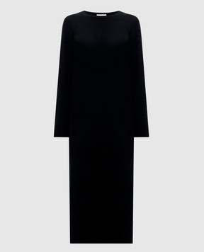 Allude Черное платье миди из шерсти и кашемира 24517056