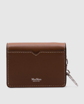 Max Mara Коричневый кожаный портмоне с логотипом MMPURSE