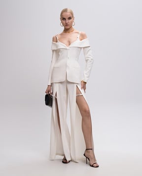 Thierry Mugler Белый жакет с шерстью с открытыми плечами 25S1VE0453196