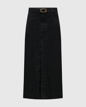 Twinset Чорна джинсова спідниця міді з поясом 242TP2601