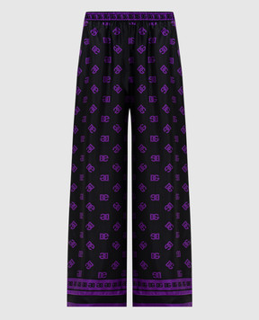 Dolce&Gabbana Черные брюки из шелка в логотип шаблон монограммы FTAMPTHI1Z7