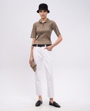 Brunello Cucinelli Коричневе поло з люрексом MMF849905