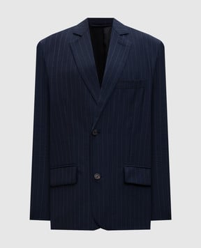 Balenciaga Синий жакет из шерсти в полоску 674431TST24