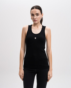 Givenchy Черный топ в рубчик с металлической эмблемой 4G BW70CH3YHY