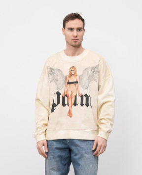 Palm Angels Желтый свитшот Pin-up с конопляным волокном с винтажным эффектом PMBA080S25FLE002