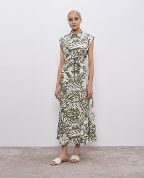 Brunello Cucinelli Зелена сукня-сорочка в принт ML900A5286
