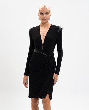 Versace Черное платье с кожаными вставками 10216231A14475
