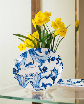 Dolce&Gabbana Набір білих порцелянових десертних тарілок в принт Blu Mediterraneo TC0S03TCA40